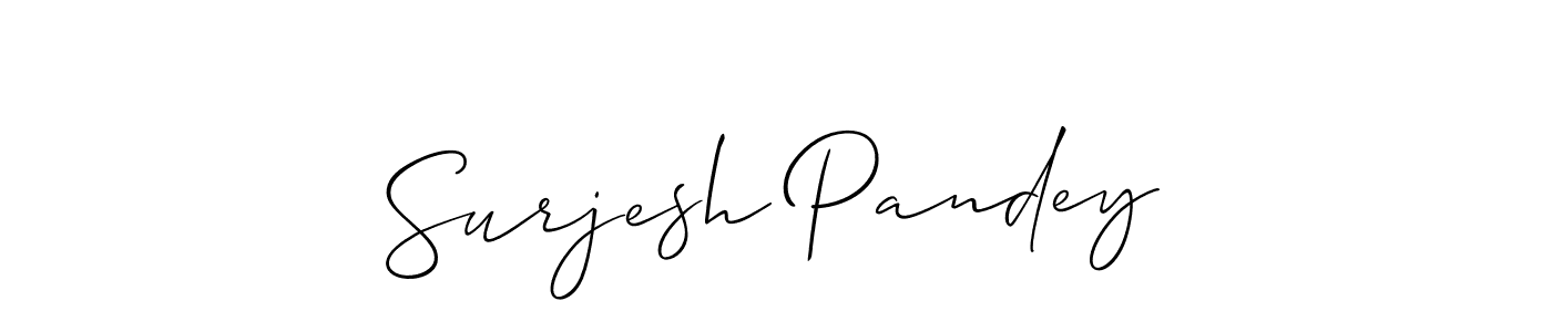 Allison_Script is a professional signature style that is perfect for those who want to add a touch of class to their signature. It is also a great choice for those who want to make their signature more unique. Get Surjesh Pandey name to fancy signature for free. Surjesh Pandey signature style 2 images and pictures png