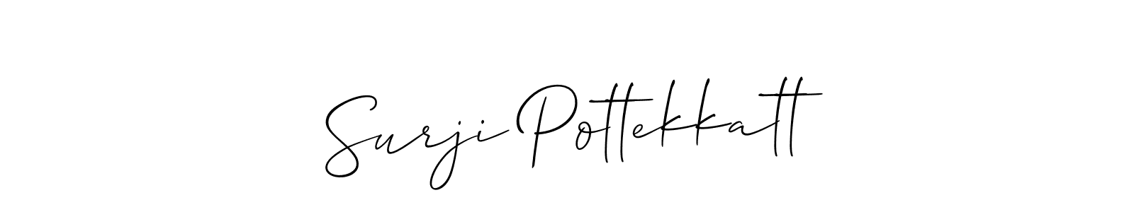 How to make Surji Pottekkatt name signature. Use Allison_Script style for creating short signs online. This is the latest handwritten sign. Surji Pottekkatt signature style 2 images and pictures png
