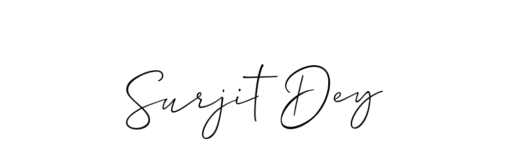 The best way (Allison_Script) to make a short signature is to pick only two or three words in your name. The name Surjit Dey include a total of six letters. For converting this name. Surjit Dey signature style 2 images and pictures png