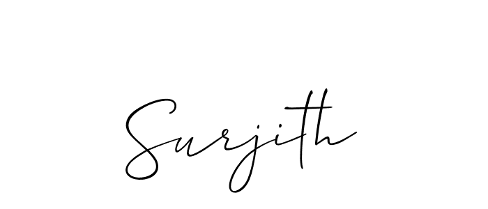 Make a short Surjith signature style. Manage your documents anywhere anytime using Allison_Script. Create and add eSignatures, submit forms, share and send files easily. Surjith signature style 2 images and pictures png