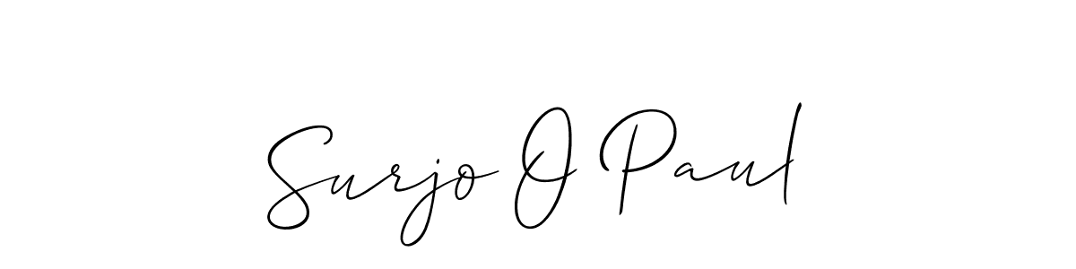 Also You can easily find your signature by using the search form. We will create Surjo O Paul name handwritten signature images for you free of cost using Allison_Script sign style. Surjo O Paul signature style 2 images and pictures png