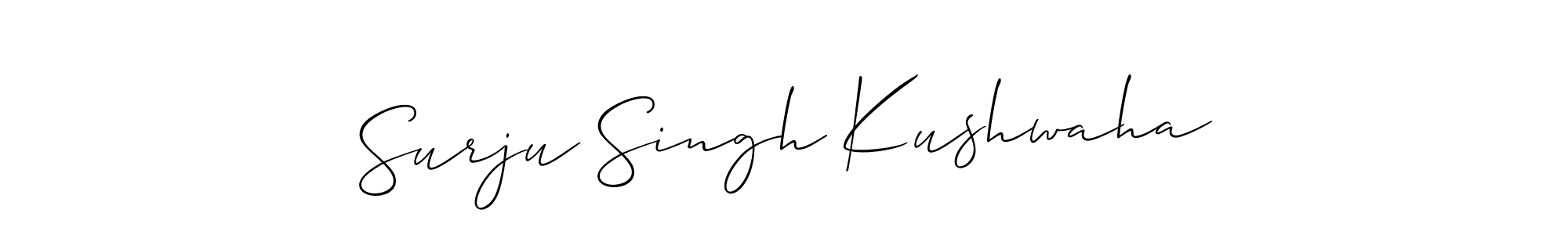 You should practise on your own different ways (Allison_Script) to write your name (Surju Singh Kushwaha) in signature. don't let someone else do it for you. Surju Singh Kushwaha signature style 2 images and pictures png