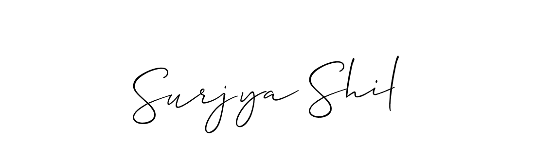 Also You can easily find your signature by using the search form. We will create Surjya Shil name handwritten signature images for you free of cost using Allison_Script sign style. Surjya Shil signature style 2 images and pictures png