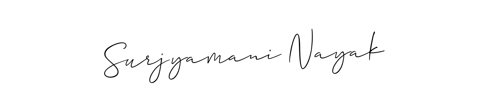 You should practise on your own different ways (Allison_Script) to write your name (Surjyamani Nayak) in signature. don't let someone else do it for you. Surjyamani Nayak signature style 2 images and pictures png