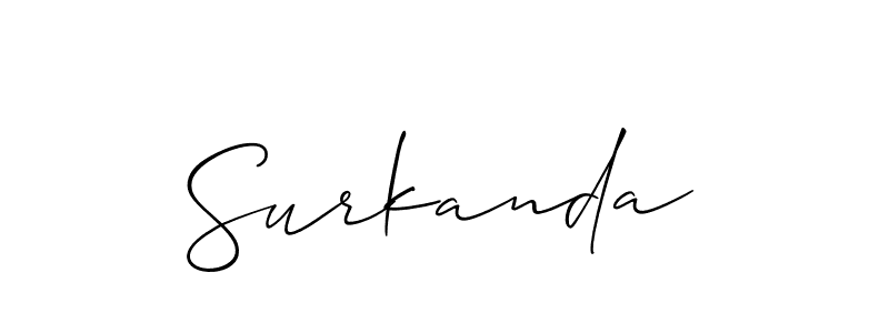 You should practise on your own different ways (Allison_Script) to write your name (Surkanda) in signature. don't let someone else do it for you. Surkanda signature style 2 images and pictures png