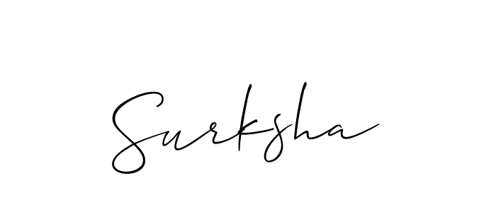 Surksha stylish signature style. Best Handwritten Sign (Allison_Script) for my name. Handwritten Signature Collection Ideas for my name Surksha. Surksha signature style 2 images and pictures png