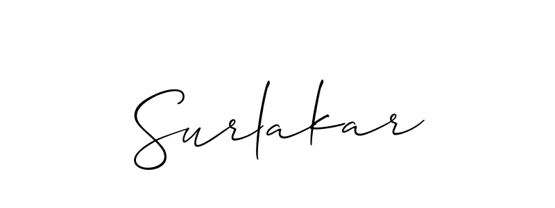 It looks lik you need a new signature style for name Surlakar. Design unique handwritten (Allison_Script) signature with our free signature maker in just a few clicks. Surlakar signature style 2 images and pictures png