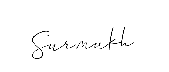 Use a signature maker to create a handwritten signature online. With this signature software, you can design (Allison_Script) your own signature for name Surmukh. Surmukh signature style 2 images and pictures png