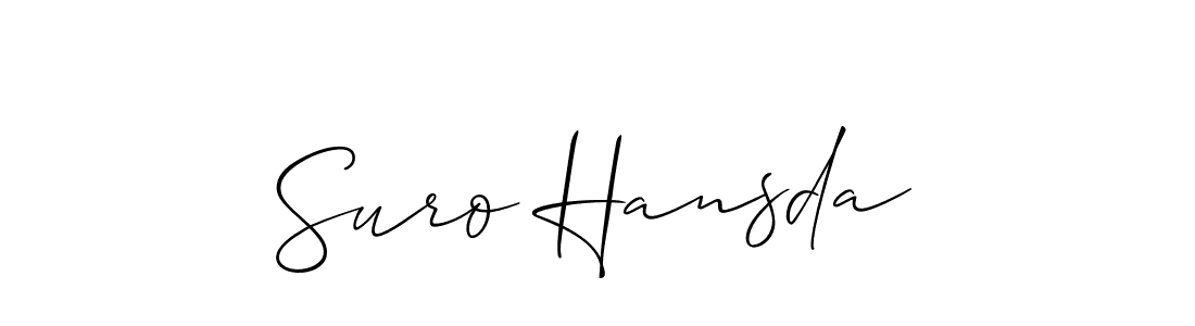 The best way (Allison_Script) to make a short signature is to pick only two or three words in your name. The name Suro Hansda include a total of six letters. For converting this name. Suro Hansda signature style 2 images and pictures png