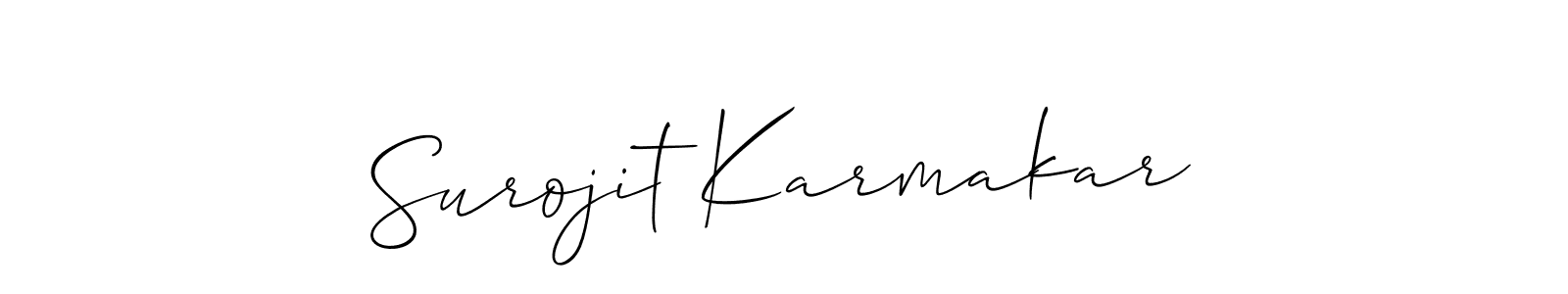 Also You can easily find your signature by using the search form. We will create Surojit Karmakar name handwritten signature images for you free of cost using Allison_Script sign style. Surojit Karmakar signature style 2 images and pictures png