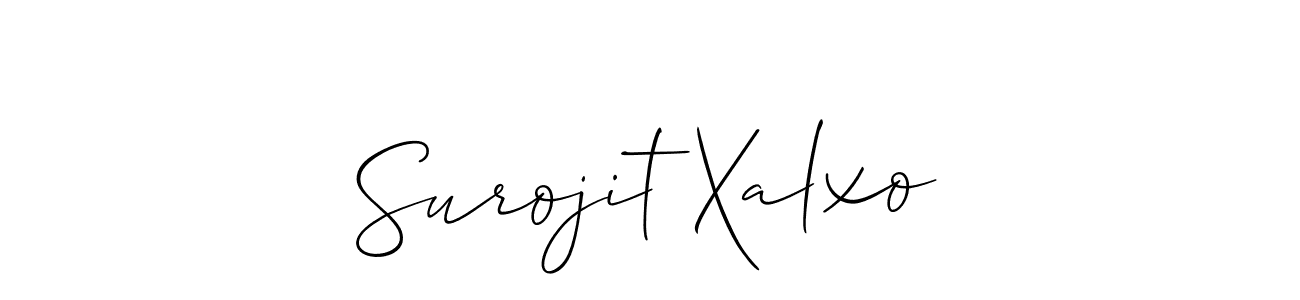 You should practise on your own different ways (Allison_Script) to write your name (Surojit Xalxo) in signature. don't let someone else do it for you. Surojit Xalxo signature style 2 images and pictures png