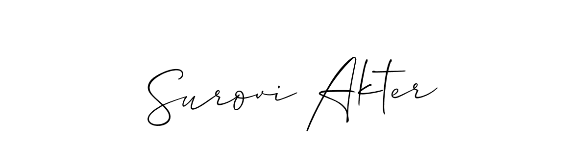 Make a short Surovi Akter signature style. Manage your documents anywhere anytime using Allison_Script. Create and add eSignatures, submit forms, share and send files easily. Surovi Akter signature style 2 images and pictures png