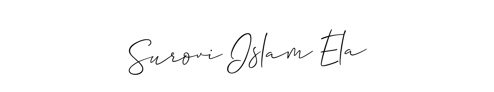 Make a beautiful signature design for name Surovi Islam Ela. With this signature (Allison_Script) style, you can create a handwritten signature for free. Surovi Islam Ela signature style 2 images and pictures png