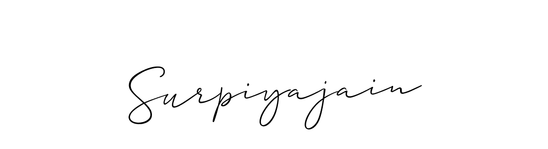 How to make Surpiyajain name signature. Use Allison_Script style for creating short signs online. This is the latest handwritten sign. Surpiyajain signature style 2 images and pictures png