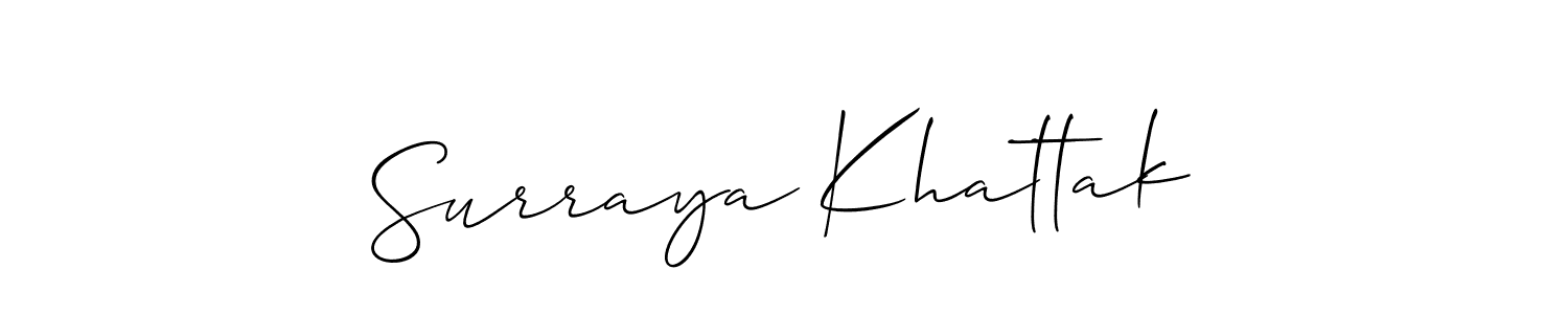 The best way (Allison_Script) to make a short signature is to pick only two or three words in your name. The name Surraya Khattak include a total of six letters. For converting this name. Surraya Khattak signature style 2 images and pictures png