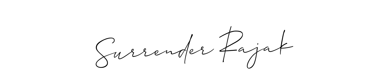 The best way (Allison_Script) to make a short signature is to pick only two or three words in your name. The name Surrender Rajak include a total of six letters. For converting this name. Surrender Rajak signature style 2 images and pictures png