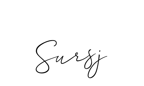 Make a short Sursj signature style. Manage your documents anywhere anytime using Allison_Script. Create and add eSignatures, submit forms, share and send files easily. Sursj signature style 2 images and pictures png