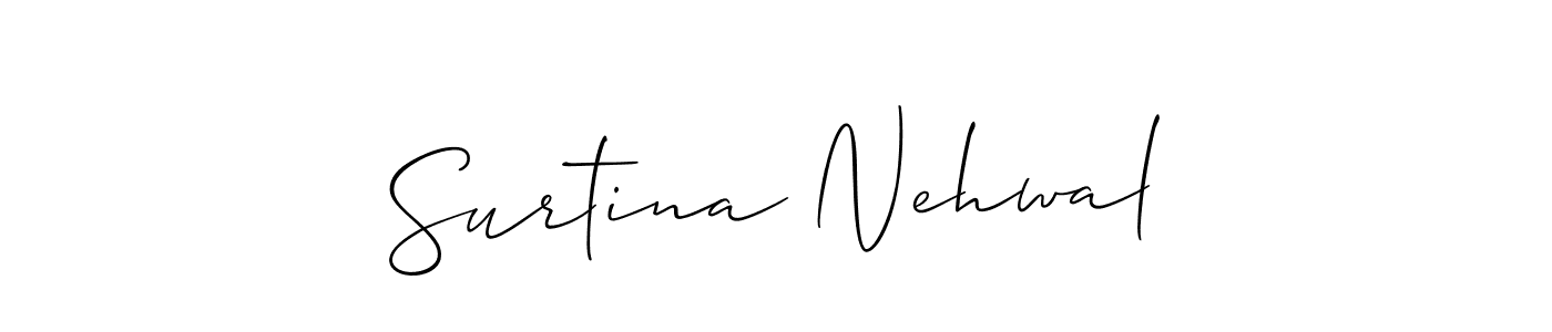 Also we have Surtina Nehwal name is the best signature style. Create professional handwritten signature collection using Allison_Script autograph style. Surtina Nehwal signature style 2 images and pictures png