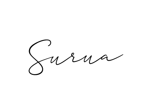 Use a signature maker to create a handwritten signature online. With this signature software, you can design (Allison_Script) your own signature for name Surua. Surua signature style 2 images and pictures png