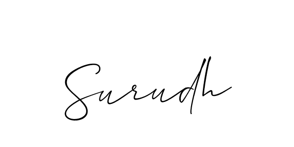 Make a beautiful signature design for name Surudh. With this signature (Allison_Script) style, you can create a handwritten signature for free. Surudh signature style 2 images and pictures png