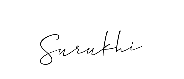 Similarly Allison_Script is the best handwritten signature design. Signature creator online .You can use it as an online autograph creator for name Surukhi. Surukhi signature style 2 images and pictures png