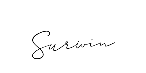 Use a signature maker to create a handwritten signature online. With this signature software, you can design (Allison_Script) your own signature for name Surwin. Surwin signature style 2 images and pictures png