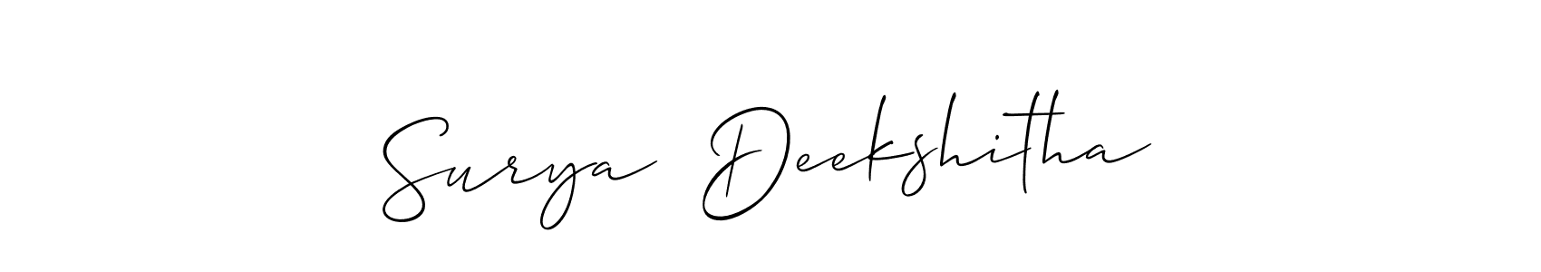 if you are searching for the best signature style for your name Surya  Deekshitha. so please give up your signature search. here we have designed multiple signature styles  using Allison_Script. Surya  Deekshitha signature style 2 images and pictures png