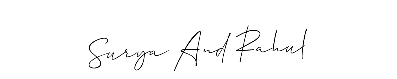 Also we have Surya And Rahul name is the best signature style. Create professional handwritten signature collection using Allison_Script autograph style. Surya And Rahul signature style 2 images and pictures png