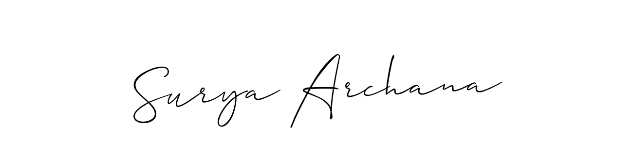 Similarly Allison_Script is the best handwritten signature design. Signature creator online .You can use it as an online autograph creator for name Surya Archana. Surya Archana signature style 2 images and pictures png