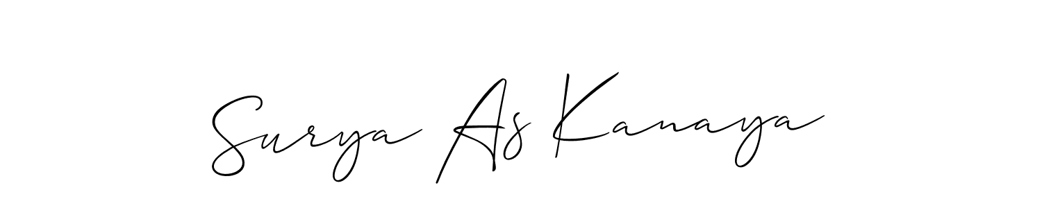 Make a beautiful signature design for name Surya As Kanaya. With this signature (Allison_Script) style, you can create a handwritten signature for free. Surya As Kanaya signature style 2 images and pictures png