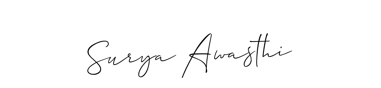 if you are searching for the best signature style for your name Surya Awasthi. so please give up your signature search. here we have designed multiple signature styles  using Allison_Script. Surya Awasthi signature style 2 images and pictures png