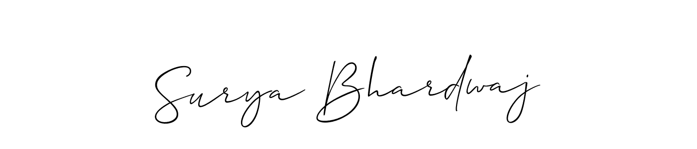 Allison_Script is a professional signature style that is perfect for those who want to add a touch of class to their signature. It is also a great choice for those who want to make their signature more unique. Get Surya Bhardwaj name to fancy signature for free. Surya Bhardwaj signature style 2 images and pictures png