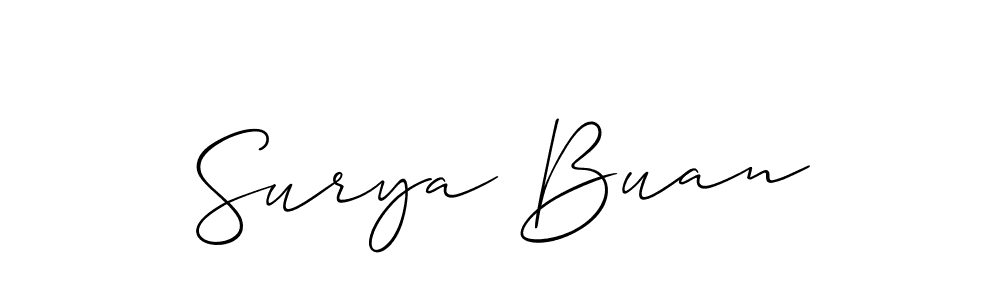 Make a short Surya Buan signature style. Manage your documents anywhere anytime using Allison_Script. Create and add eSignatures, submit forms, share and send files easily. Surya Buan signature style 2 images and pictures png