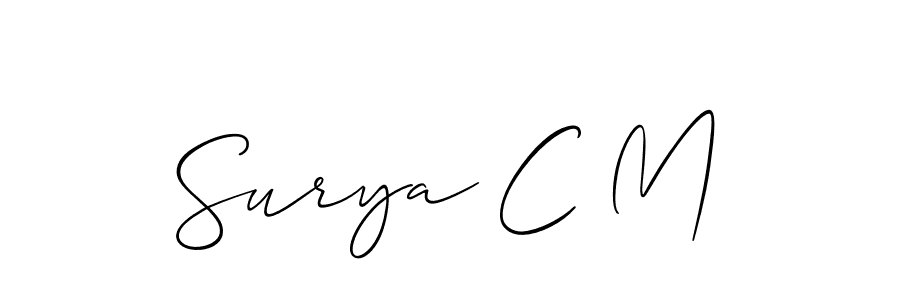 Design your own signature with our free online signature maker. With this signature software, you can create a handwritten (Allison_Script) signature for name Surya C M. Surya C M signature style 2 images and pictures png