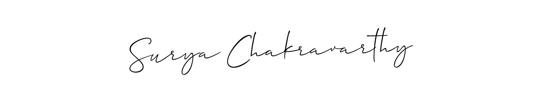 Make a beautiful signature design for name Surya Chakravarthy. With this signature (Allison_Script) style, you can create a handwritten signature for free. Surya Chakravarthy signature style 2 images and pictures png