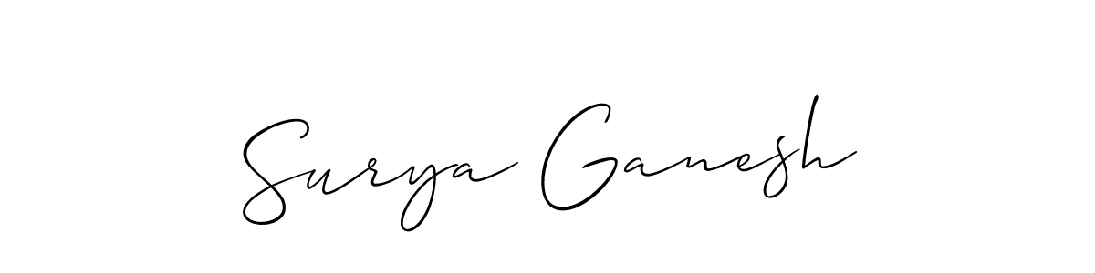 How to make Surya Ganesh name signature. Use Allison_Script style for creating short signs online. This is the latest handwritten sign. Surya Ganesh signature style 2 images and pictures png