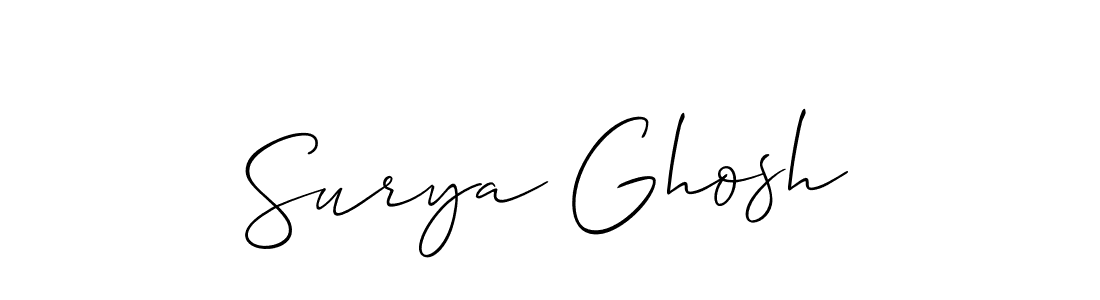 Allison_Script is a professional signature style that is perfect for those who want to add a touch of class to their signature. It is also a great choice for those who want to make their signature more unique. Get Surya Ghosh name to fancy signature for free. Surya Ghosh signature style 2 images and pictures png