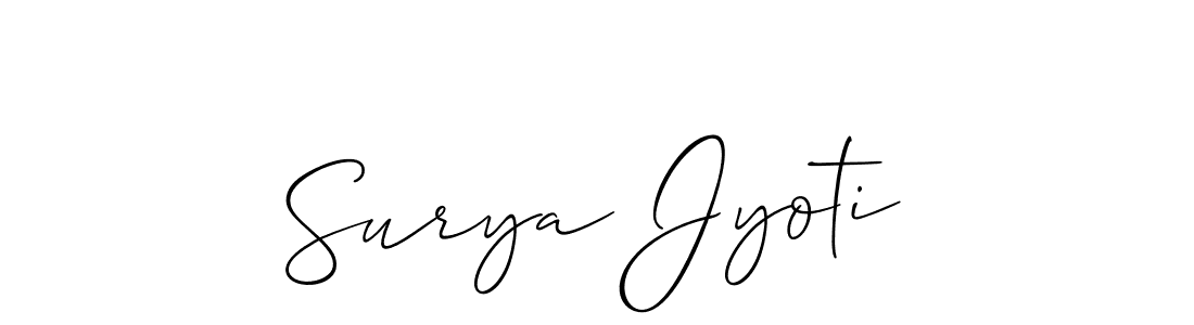 Allison_Script is a professional signature style that is perfect for those who want to add a touch of class to their signature. It is also a great choice for those who want to make their signature more unique. Get Surya Jyoti name to fancy signature for free. Surya Jyoti signature style 2 images and pictures png