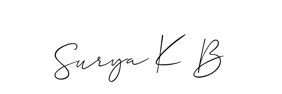 Also we have Surya K B name is the best signature style. Create professional handwritten signature collection using Allison_Script autograph style. Surya K B signature style 2 images and pictures png