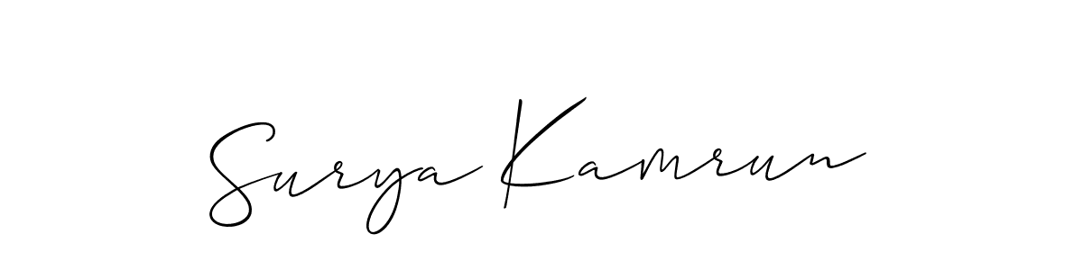It looks lik you need a new signature style for name Surya Kamrun. Design unique handwritten (Allison_Script) signature with our free signature maker in just a few clicks. Surya Kamrun signature style 2 images and pictures png