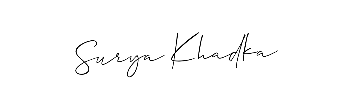 Also we have Surya Khadka name is the best signature style. Create professional handwritten signature collection using Allison_Script autograph style. Surya Khadka signature style 2 images and pictures png