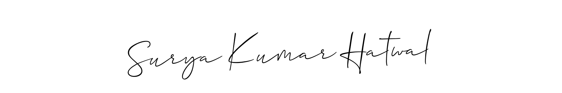 Make a short Surya Kumar Hatwal signature style. Manage your documents anywhere anytime using Allison_Script. Create and add eSignatures, submit forms, share and send files easily. Surya Kumar Hatwal signature style 2 images and pictures png