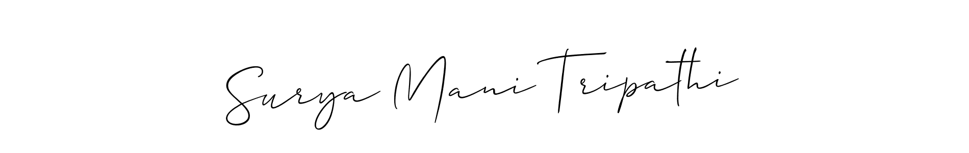 How to make Surya Mani Tripathi name signature. Use Allison_Script style for creating short signs online. This is the latest handwritten sign. Surya Mani Tripathi signature style 2 images and pictures png