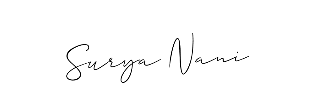 This is the best signature style for the Surya Nani name. Also you like these signature font (Allison_Script). Mix name signature. Surya Nani signature style 2 images and pictures png