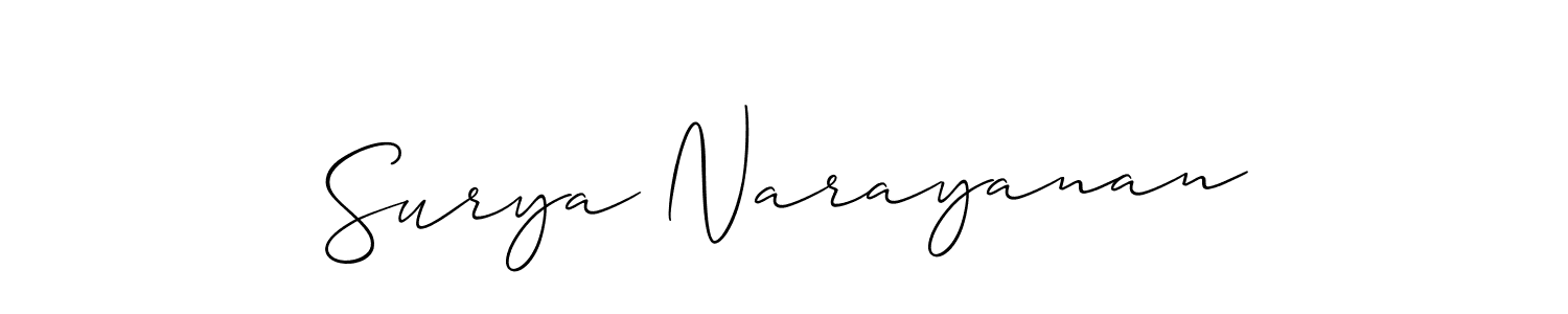 How to make Surya Narayanan name signature. Use Allison_Script style for creating short signs online. This is the latest handwritten sign. Surya Narayanan signature style 2 images and pictures png