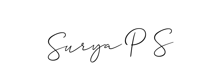 Also we have Surya P S name is the best signature style. Create professional handwritten signature collection using Allison_Script autograph style. Surya P S signature style 2 images and pictures png