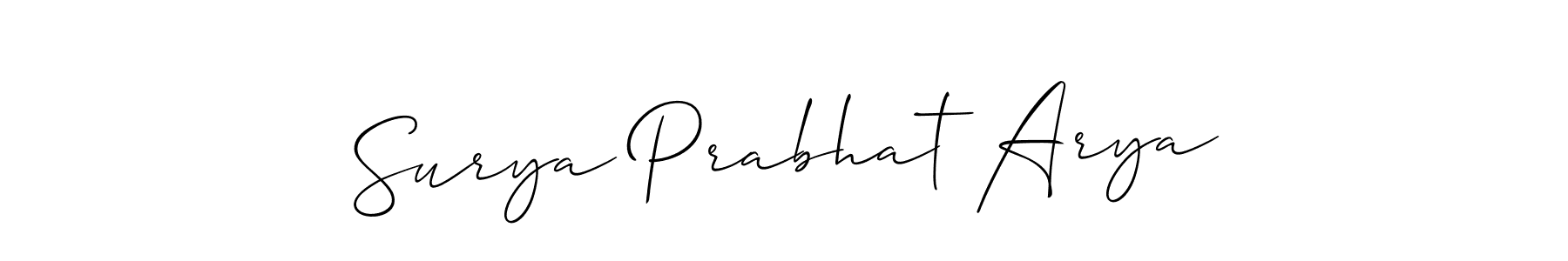 This is the best signature style for the Surya Prabhat Arya name. Also you like these signature font (Allison_Script). Mix name signature. Surya Prabhat Arya signature style 2 images and pictures png