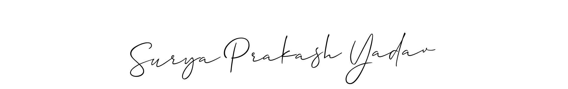 Also You can easily find your signature by using the search form. We will create Surya Prakash Yadav name handwritten signature images for you free of cost using Allison_Script sign style. Surya Prakash Yadav signature style 2 images and pictures png