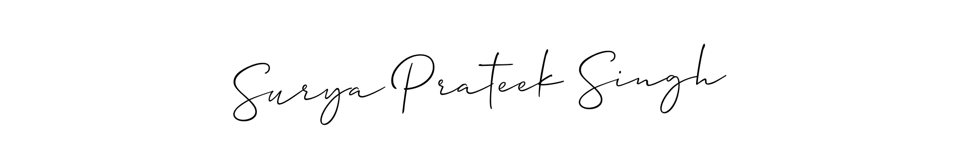 Design your own signature with our free online signature maker. With this signature software, you can create a handwritten (Allison_Script) signature for name Surya Prateek Singh. Surya Prateek Singh signature style 2 images and pictures png