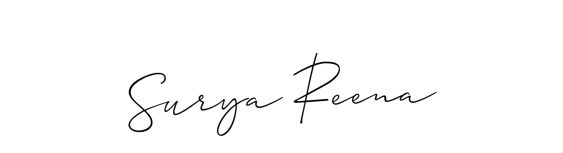 Make a short Surya Reena signature style. Manage your documents anywhere anytime using Allison_Script. Create and add eSignatures, submit forms, share and send files easily. Surya Reena signature style 2 images and pictures png